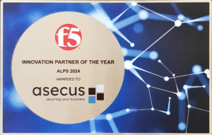 F5 Award: Innovation Partner of the Year – ALPS 2024 für asecus Auszeichnung mit dem Titel ‘Innovation Partner of the Year ALPS 2024’ von F5, verliehen an asecus
